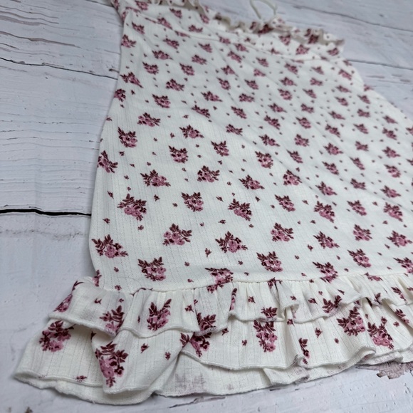 Anthropologie Floral Ruffle Mini Dress Cottagecore Babydoll Size Large - Picture 4 of 9